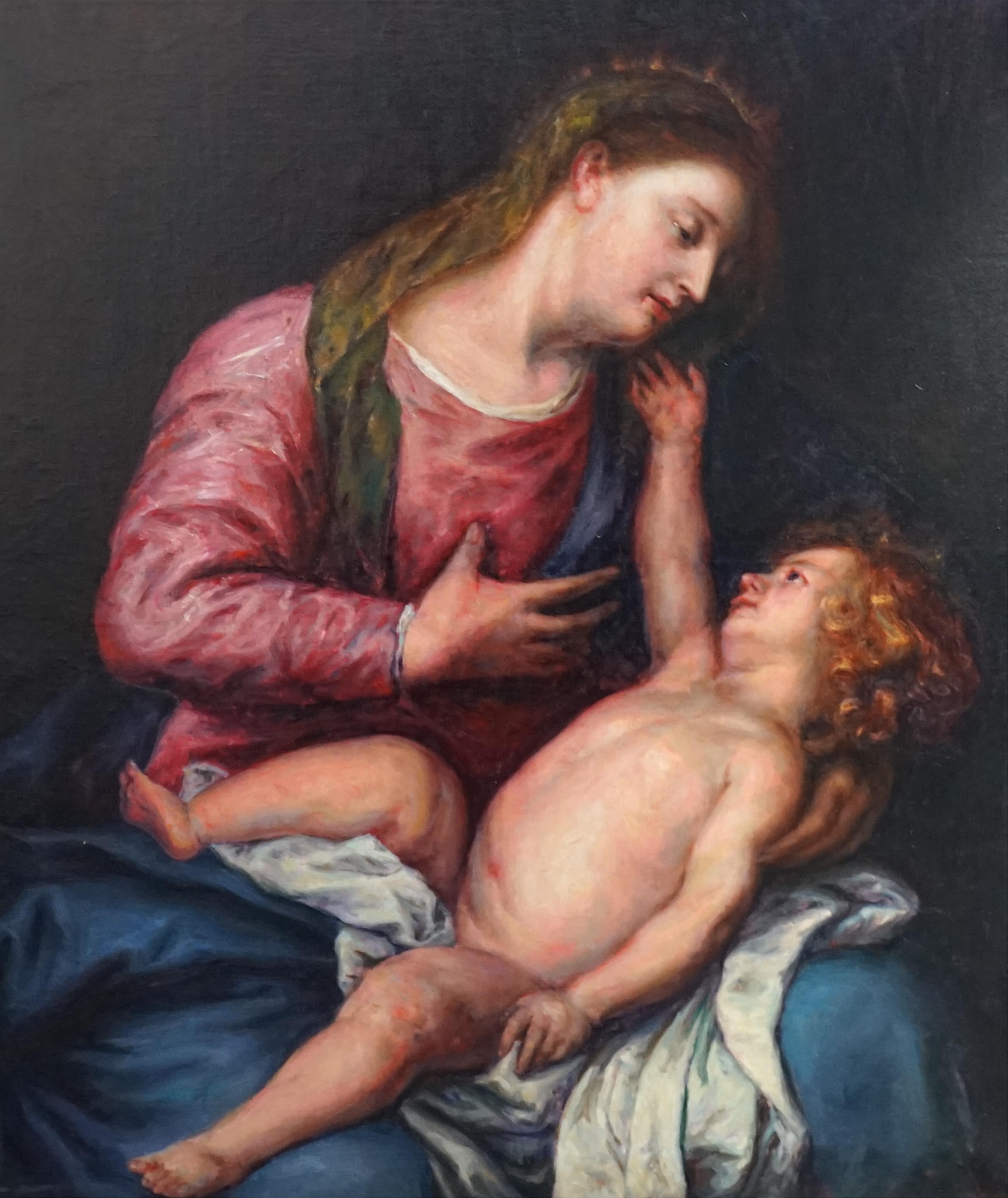 After Anthony Van Dyck (1599-1641), Madonna and child, oil on canvas, 100 x 85cm